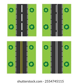 Road Design Element Top View Flat Style. Traffic and pavement marking vector art