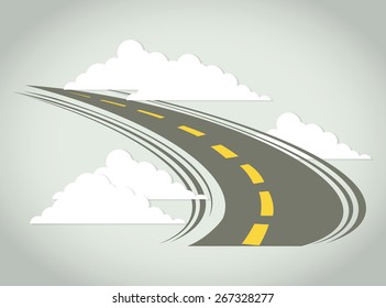 Road design over cloudscape background, vector illustration.