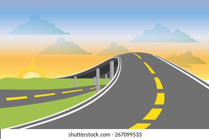 Road design over landscape background, vector illustration.