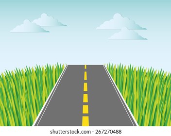 Road design over landscape background, vector illustration.