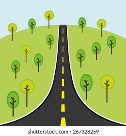 Road design over landscape background, vector illustration.