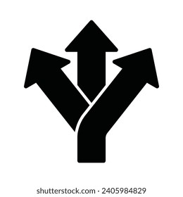Road direction arrow icon on transparent background