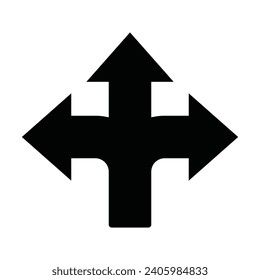 Road direction arrow icon on transparent background