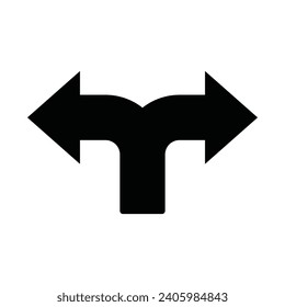 Road direction arrow icon on transparent background