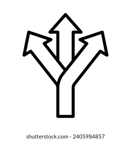 Road direction arrow icon on transparent background