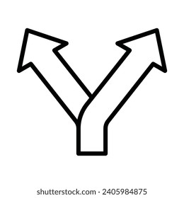 Road direction arrow icon on transparent background