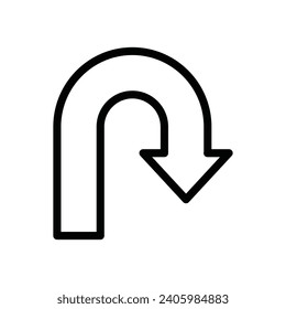 Road direction arrow icon on transparent background