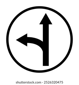 Road direction arrow left. Way direction arrow icon isolated on white background. black arrow traffic road sign concept, graphic, pointer, design. Vector illustration. EPS 10