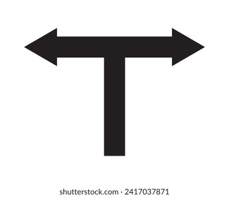 Road direction arrow symbol, icon, vector. Divide Road sign, icon vector. Vector illustration. Y shape road arrow vector for road sign, app, banner, poster