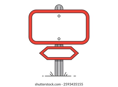 Road Direction Board Red, Realistic road signs in different styles, including danger warnings, blank templates, and cautionary signs. This mockup collection offers a variety of traffic sign designs.