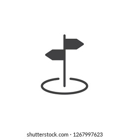 Road Direction marker vector icon. filled flat sign for mobile concept and web design. Signpost, pointer simple solid icon. Symbol, logo illustration. Pixel perfect vector graphics