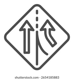 Dirección de la carretera y un icono de línea de giro, los estudiantes permiten el concepto. Gráficos de Vector. Placa del poste de señalización con las flechas, señal de conducción en el fondo blanco, icono del estilo del contorno para el móvil o el Diseño web