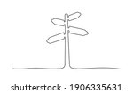 Road direction sign arrows isolated on white background. Continuous one line drawing. Vector illustration for banner, web, design element, template, postcard.