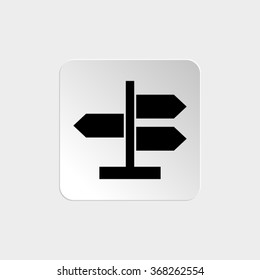 Road direction sign  - black vector icon