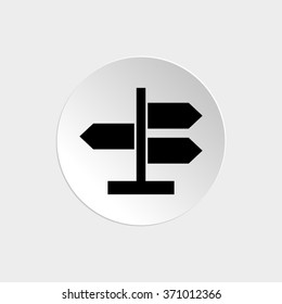 Road direction sign  - black vector icon