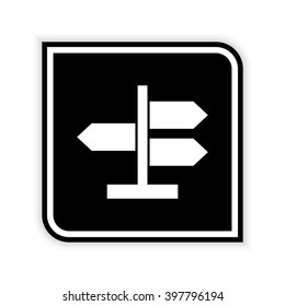 Road direction sign  - black vector icon