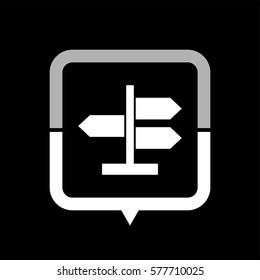 Road direction sign  - black vector icon
