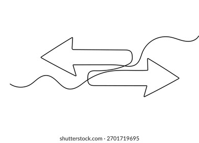 Road direction sign continuous one line drawing minimalist style outline vector illustration design