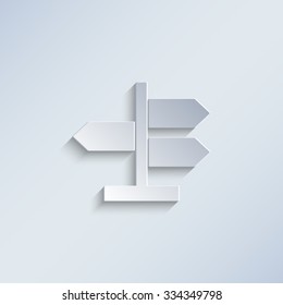 Road direction sign - paper vector icon