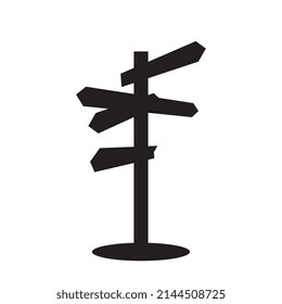 Wegweiser. Straßenzeiger-Symbol, Wegmarkensymbol, Pfeilsilhouette einzeln