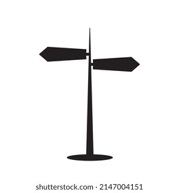 Señal de dirección de carretera. Icono de puntero de calle, símbolo de señalización cruzada, silueta de flecha guía aislada
