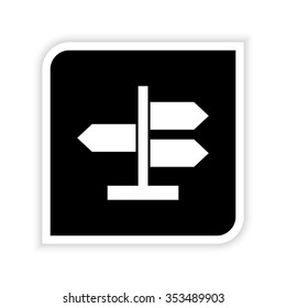Road direction sign -  white vector icon