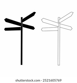 Road direction signs refer to a form of road sign, black in color, that is used to indicate direction. It may depict the silhouette of a stylized road or path, providing a clear visual guide