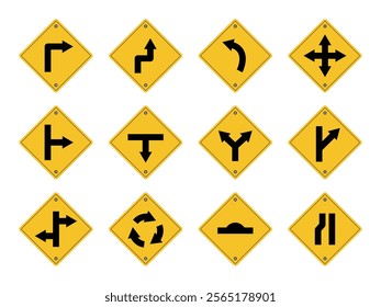 Road directional signs. Road signals.