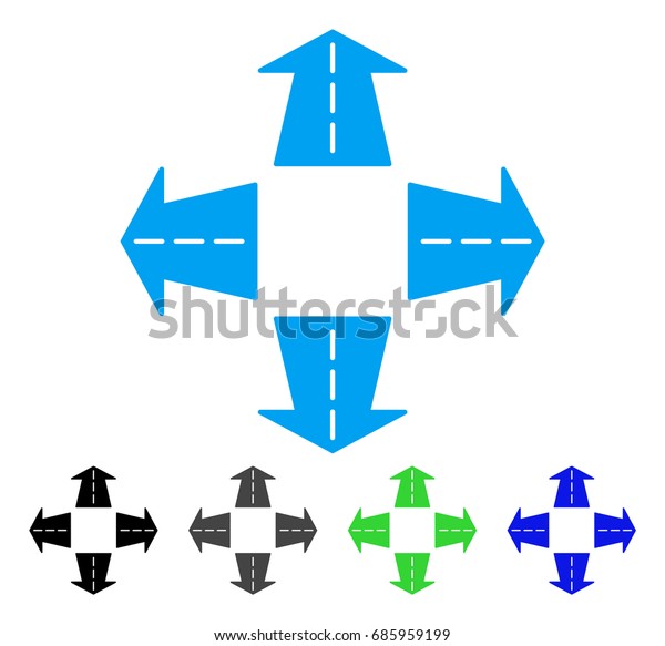 Road Directions flat vector\
pictogram. Colored road directions gray, black, blue, green\
pictogram versions. Flat icon style for application\
design.