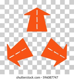 Road Directions icon. Vector illustration style is flat iconic symbol, orange color, transparent background. Designed for web and software interfaces.