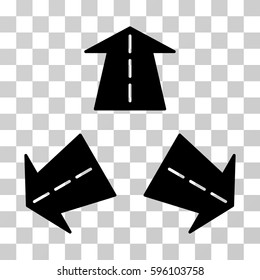 Road Directions icon. Vector illustration style is flat iconic symbol, black color, transparent background. Designed for web and software interfaces.