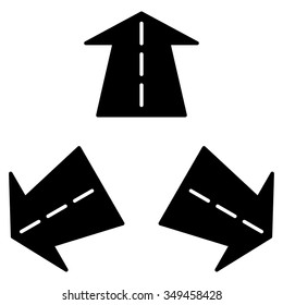 Road Directions vector icon. Style is flat symbol, black color, rounded angles, white background.