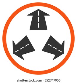 Road Directions vector icon. Style is bicolor flat circled symbol, orange and gray colors, rounded angles, white background.