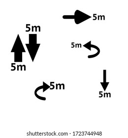 Road Distance Icon set with White Background