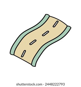 Road in doodle style. Vector illustration, isolated on white background