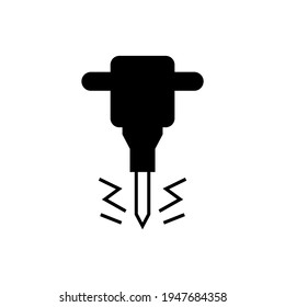 Icono de taladro en forma plana y negra sólida icono de glifo, aislado en fondo blanco 