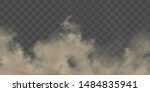Road dust cloud with dirt or soil particles, brown color powder splash frozen motion 3d realistic vector illustration isolated on transparent background. City smog, dirty smoke texture. Air pollution
