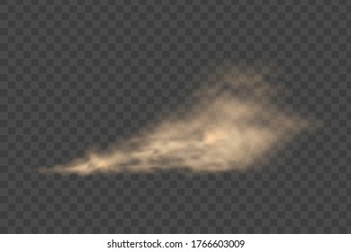 Road dust cloud from driving car or motorbike. Desert wind with cloud of dust and sand. Realistic vector illustration