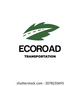 road with eco leaf logo icon vector template