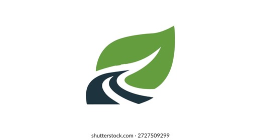 Estrada com eco modelo de vetor ícone de logotipo folha
