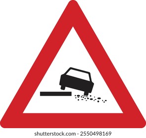 Ilustración vectorial de señal de advertencia de abandono de borde de carretera