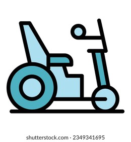 Road electric wheelchair icon outline vector. Power chair. Drive motor color flat