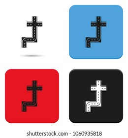 Road elements flat vector icon.