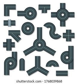 Road elements parts icons set. Flat illustration of 16 road elements parts vector icons for web