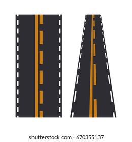 Road elements street transport asphalt line way footpath ring infinity and turns vector illustration. Road highway design plan transportation map element path speedway city road section cconstructor.