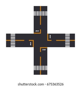 Road elements street transport asphalt line way footpath ring infinity and turns vector illustration. Road highway design plan transportation map element path speedway city road section cconstructor.