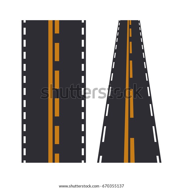 Road elements street transport asphalt line\
way footpath ring infinity and turns vector illustration. Road\
highway design plan transportation map element path speedway city\
road section\
cconstructor.
