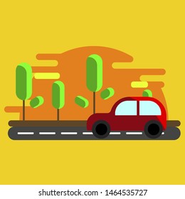 road evening vibes flat illustration