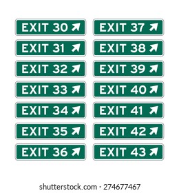 Road Exit Sign Vector Set