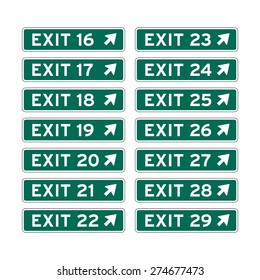 Road Exit Sign Vector Set